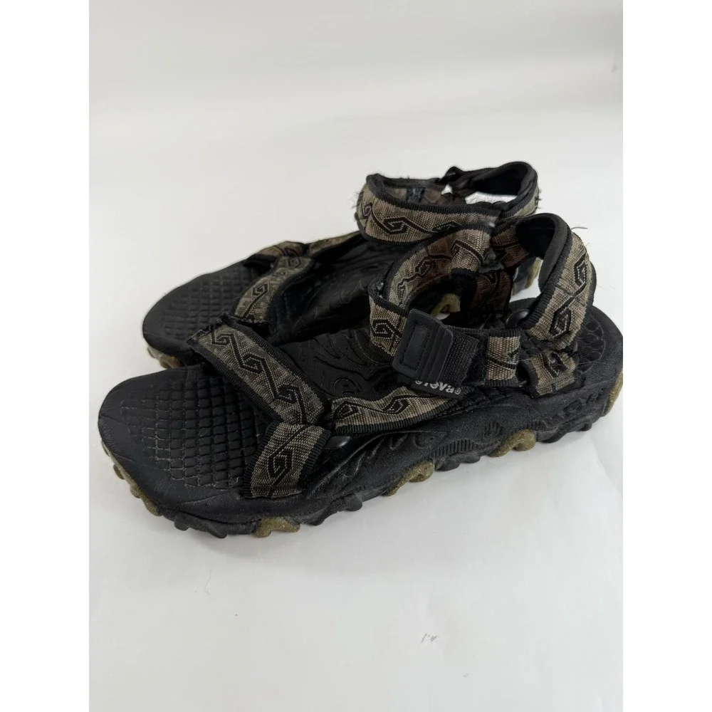 Teva Valkyrie Womens 9W Sport Sandals Black Olive Geometric Hiking Trail F08K7